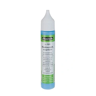 Imagen de Schmincke lápiz de enmascarar color, 25 ml, 50 731 005, dosificador, líquido azul para zonas sobre papel acuarela, cartón dibujo liso, sin amoníaco