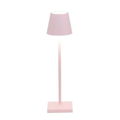 Imagen de Zafferano, Lámpara Poldina Micro, de Mesa Recargable e Inalámbrica con Control Táctil, Adecuada para Interior y Exterior, Atenuador, 2200 3000 K, Altura 27,5 cm, Color Rosa