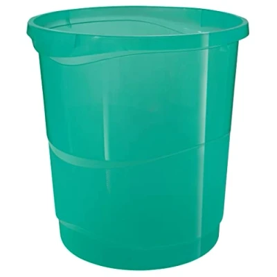 Imagen de Esselte Papelera de 14L Apilable Plástico, Contenedor para Basura y Reciclaje, Casa Oficina, Diseño en Relieve, Gama Colour&#039;Breeze, Verde, 626290