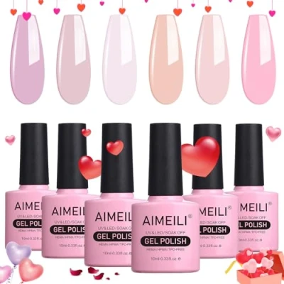 Imagen de AIMEILI Esmaltes Semipermanentes para Uñas en Gel UV LED, Kit de Pintauñas Permanente Soak Off 6 Colores 10ml Set 31