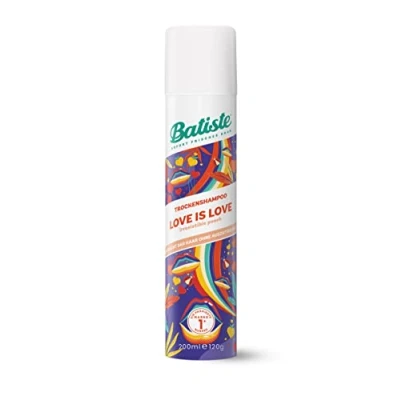 Imagen de Batiste Champú seco Love is 200 ml con aroma floral dulce y afrutado para refrescar el cabello entre lavados, sin enjuagar