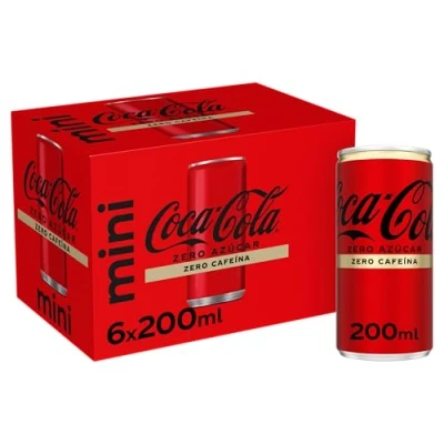 Imagen de Coca cola Zero Azúcar cafeína Refresco de sin azúcar, calorías, pack 6 minilatas 200 ml