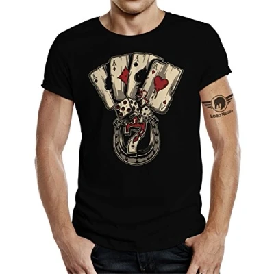 Imagen de Camiseta para jugadores en diseño de dados y cartas póker Negro S