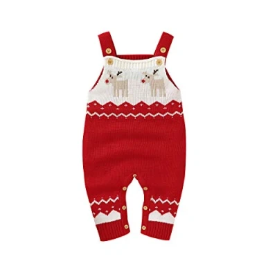 Imagen de mimixiong Mono de Mameluco navideño para bebé, Trajes Reno Punto (Rojo, 0 6 Meses)