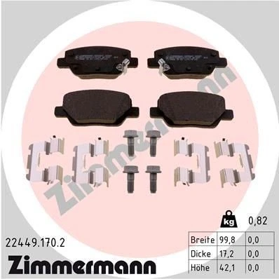 Imagen de ZIMMERMANN 22449.170.2 Juego de pastillas freno FIAT: Tipo Familiar, Hatchback, Berlina