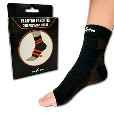 Imagen de FootActive Mangas de compresión para fascitis plantar (unisex) Ideal el día y la noche, soporte arco, talón, alivio del dolor, deportes, volar, comodidad mucho más.