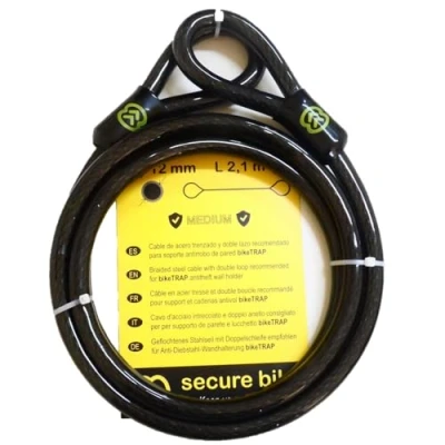 Imagen de antirrobo bicicleta: Cable 2,1m x 12mm de acero doble lazo alta seguridad para soporte candado pared y bikeTRAP