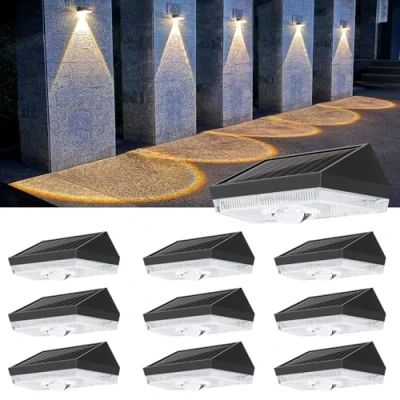 Imagen de ELLASAY Aplique Solar Exterior Jardín,10 Color modos de RGB LED Luz Exterior,IP65 Impermeable Lámparas Solares,Luces parad valla terraza Patio (10 Pack)
