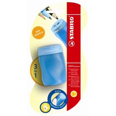 Imagen de Sacapuntas ergonómico STABILO EASYsharpener Afila 3 diámetros distisntos Color azul Modelo para zurdos