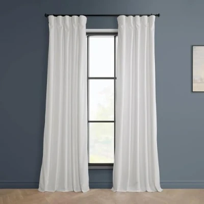 Imagen de HPD Half Price Drapes VPYC P Heritage Cortina de Terciopelo Felpa (1 Panel), Mezcla poliéster, Almohada Blanca, 50 in x 84