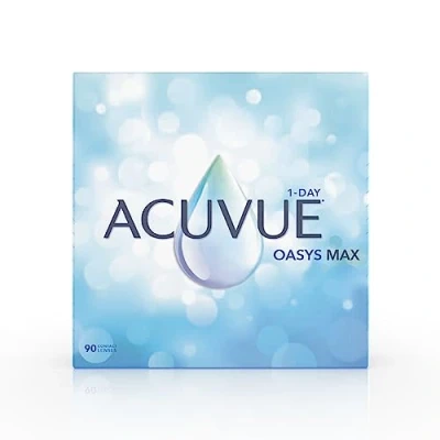 Imagen de Acuvue Oasys Max 1 Day Lentes diarias con tecnología TearStable y filtro de luz OptiBlue, 2.25 dpt, diámetro 14.3 mm, 90 unidades, adición, curva base 8.5 dioptría