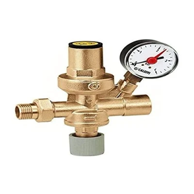 Imagen de Caleffi 553140 Grupo de Llenado Automático 1/2 Pulgada con Grifo, Filtro, Válvula Antirretorno y Manómetro