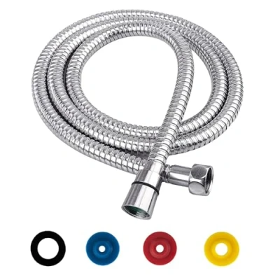 Imagen de GEFIRE Manguera Ducha, Flexo Ducha de Acero Inoxidable, con 4 Limitador Flujo Aire, Rosca Hembra (G1/2&quot;, 1,5M), Especialmente Flexible y Resistente a la Torsión, Plata
