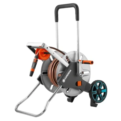 Imagen de Gardena CleverRoll m Easy Metal Set: Carro para manguera con 60 de capacidad, guía muy estable y estable, que incluye una 25 (18547 20)
