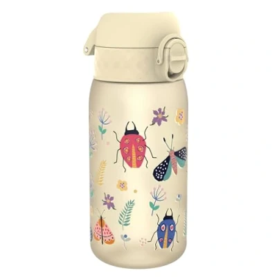 Imagen de Ion8 Botella de Agua para Niños, 350ml, a Prueba Fugas, Fácil Abrir, Cerradura Segura, Apta Lavavajillas, Sin BPA, Asa Transporte, Limpiar, Neutro en Carbono, Vida Insectos