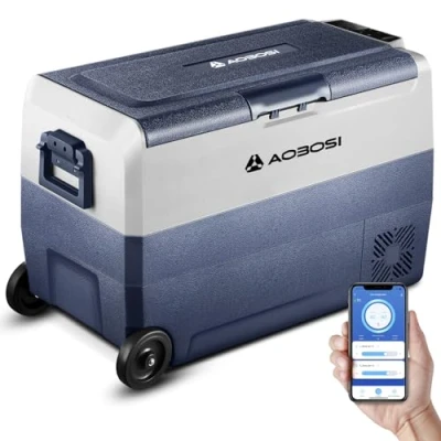 Imagen de AAOBOSI Nevera Portatil 50 L, Coche Doble Zona, 20 C a C, 12/24 V DC,100 240 AC, para Hogar, Camping, Viajes, Coche, Barco y Autocaravana