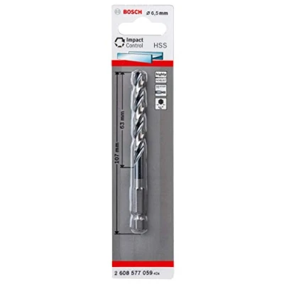 Imagen de Bosch Professional HSS Impact Control Broca hexagonal (para metal, 6.5 x 63 107 mm, accesorio de taladro)