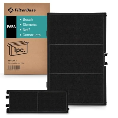 Imagen de Filtro de Carbón Activado FilterBase® 2 Piezas Compatible con Bosch DWZ0AK0A0, 11018700 Siemens LZ10AKA00 Neff Z51AIA0X0 Constructa 17000965 (450 x 255 24 mm)