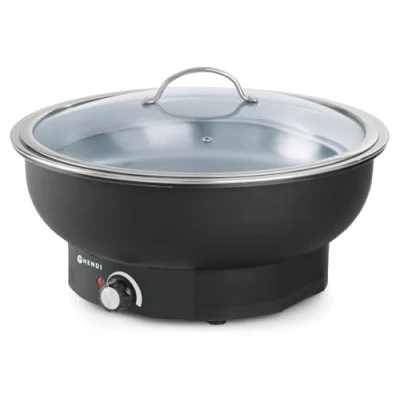 Imagen de HENDI Calientaplatos eléctrico Tesino, calentador de alimentos para buffet,temperatura hasta 85C, 6,8L, con bandeja GN 1/1, 230V, 500W, diámetro405x(H)248mm, acero inoxidable, polipropileno