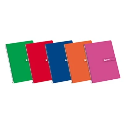 Imagen de Enri, Cuadernos A4 (Folio), Tapa Dura, 80 Hojas, Doble Pauta 3mm. Pack 5 Libretas, Colores Aleatorios