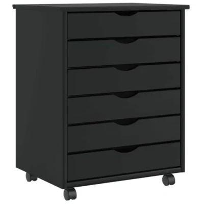 Imagen de vidaXL Cajonera con Ruedas Moss Madera Maciza de Pino Negro