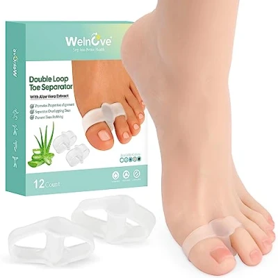 Imagen de Welnove 12 Pack Gel Corrector de Juanetes con Extracto Aloe, Separadores Dedos para Corregir y Restaurar los a su Forma Original Mujeres Hombres