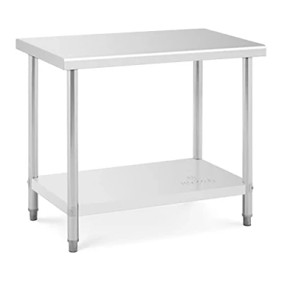 Imagen de Royal Catering RCAT 100/60 NW Mesa de Trabajo Acero Inoxidable (100 x 60 85 cm, Capacidad Carga 90kg, Pies Ajustables, Inoxidable)