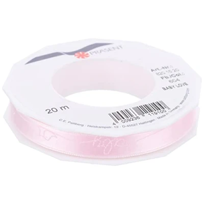 Imagen de Präsent Cinta de satén Estampada, Poliéster, Blanco, 20 m Roll 15 mm Width