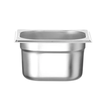 Imagen de HENDI Recipiente GN 1/6,contenedor GN,bordes redondeados,resistente a Temperaturas de 40 300C,apto para hornos,congeladores,calientaplatos,baño María,1.6L,176x162x(H) 100mm,acero inoxidable