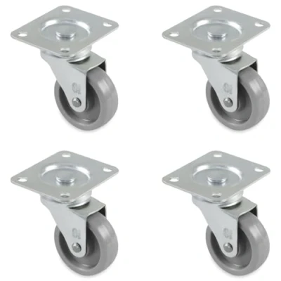 Imagen de Amig Pack de 4 Ruedas para Muebles con Pletina y Rodamientos Ø 60 mm Carga máxima Rueda: 22 kg Fabricadas Goma Color Gris Sin Freno