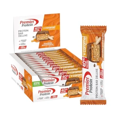 Imagen de Premier Protein Bar Deluxe Chocolate Peanut Butter 12x50g Alto contenido en proteínas Bajo azúcares + Reducido hidratos de carbono Sin aceite palma