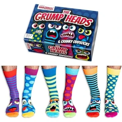 Imagen de United Oddsocks Grump Heads Box of 6 Odd Socks for Men UK 11, EUR 39 46, US 6½ 11½