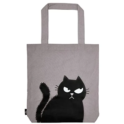 Imagen de moses Ed, The Cat Shopper Ed in Love Bolsa de transporte algodón 100%, gris, Happy Face