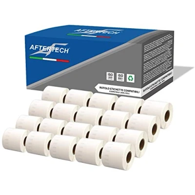 Imagen de Aftertech 20 x 99019 59 190 mm Rollos de etiquetas adhesivas compatibles (110 etiquetas/rollo = 2200 totales) para Dymo LabelWriter Seiko SLP etiquetadoras impresoras S0722485 20x99019