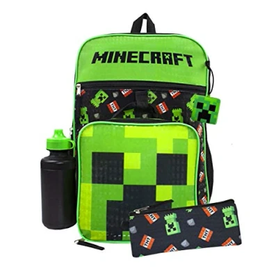 Imagen de Minecraft Creeper Mochila TNT 5 piezas Juego Caja de almuerzo lápiz Bote Un tamaño