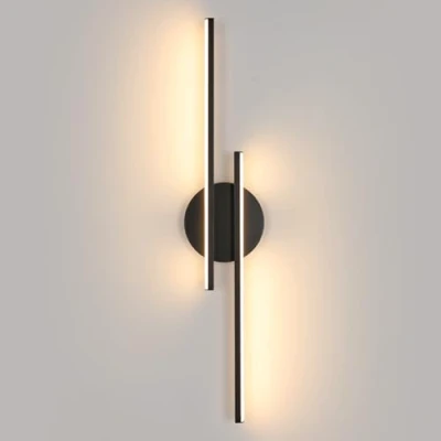 Imagen de Comely Lámpara de Pared LED Interior, 24W 2700LM Apliques Moderna, Blanco Cálido 3000K Luz Interior Negro Acrílico para Sala Estar Dormitorio Escaleras Pasillo Comedor