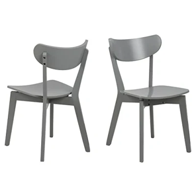 Imagen de AC Design Furniture Roxanne Silla de Comedor, ingeniería Madera Caucho, Gris Claro, H: 79,5 x B: 45 T: 55 cm, 2 Unidades