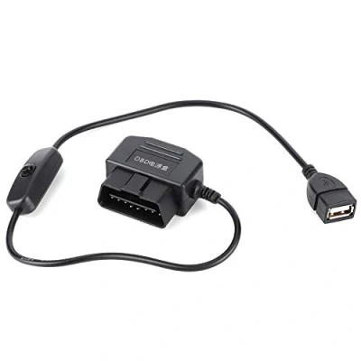 Imagen de 18.7in OBDII OBD Cable de alimentación OBD2 a USB Cargador Dash Cam Hardwire Kit 16Pin Conector para coche GPS DVR Camera