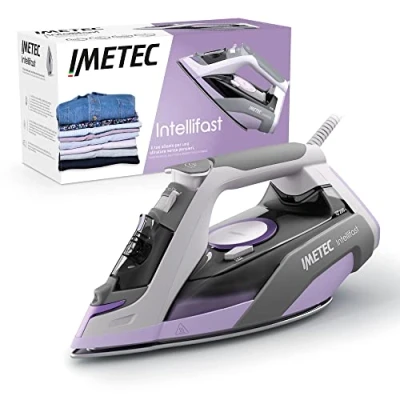 Imagen de IMETEC Plancha De Vapor, 2400 W, Suela Ceramic Diamond, Tecnología Intelli System, Ajuste Automático Vapor y Temperatura, Triple Protección Antical, Cable 1.90 M, 9030
