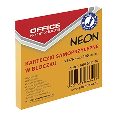Imagen de OFFICE PRODUCTS 14046611 07 Notas adhesivas (76 x 76 mm, 1 100 hojas), color naranja