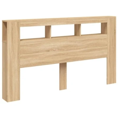 Imagen de vidaXL Cabecero con LED, Cabezal de Almacenaje, para Cama, Estantes Dormitorio, Madera Ingeniería Roble Sonoma 180x18,5x103,5 cm