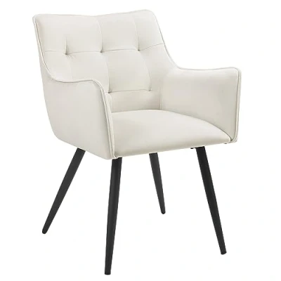 Imagen de WOLTU Silla de Comedor Moderna, Cocina con Respaldo y Reposabrazos, Ergonómica Tapizada en Terciopelo, Estructura Metal, para Cocina, Salón Dormitorio, Crema, BH374cm 1