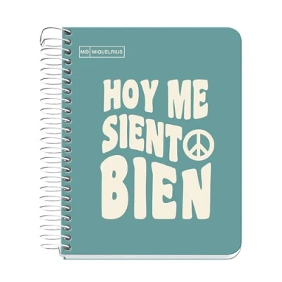 Imagen de Miquelrius Cuaderno A6, Notebook mensajes, 1 banda de color, 100 Hojas 90 g/m², Cuadrícula 5 mm, Sin taladros, Cubierta cartón duro, Color turquesa