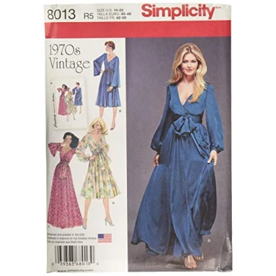 Imagen de Simplicity 8013r5 Patrón de Costura para Vestidos diseño Vintage 1970, Papel