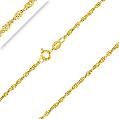 Imagen de PLANETYS Cadena de Plata Ley 925 Chapado en Oro 18K Malla Singapur 1.4 mm ancho 50 cm longitud