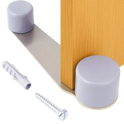 Imagen de Brinox Tope de Puerta Giratorio con Adhesivo y Tornillo, Acero Inoxidable, Color Cromado Mate, Protección Paredes Muebles, 1 Unidad