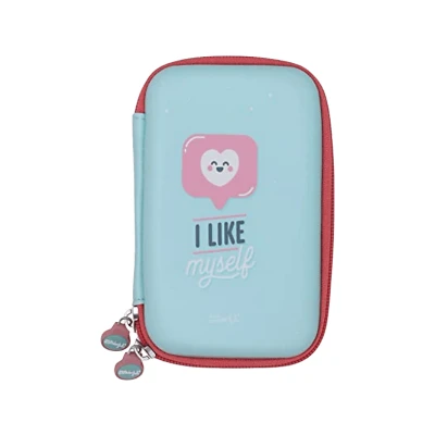 Imagen de Funda disco duro Mr. Wonderful WMRDDP003, Diseño I like myself, Impermeable, Cremallera, Azul celeste
