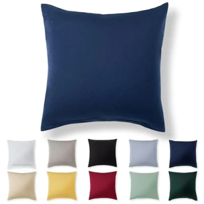 Imagen de Alreya Funda de Almohada 100% Algodón Jersey 80 x cm Azul Cojín para Cama 80x80 sofá hipoalergénica