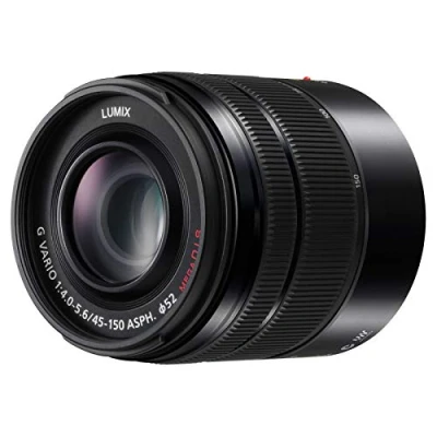 Imagen de Panasonic LUMIX H FS45150 Objetivo Tele Zoom para cámaras de montura M4/3 (Focal 45 150 mm, F4 F5.6, tamaño filtro 52 lentes asféricas, MEGA O.I.S), negro
