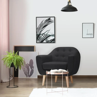 Imagen de Menzzo Savoy qh8805noir Sillón, escandinavo, de tejido, 79 x 78 73 cm, negro
